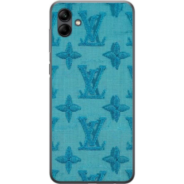 Kompatibelt Mobildeksel til Samsung Galaxy A05 Turkis monogrammønster med dekorative blomster og luksuriøs stil turkis