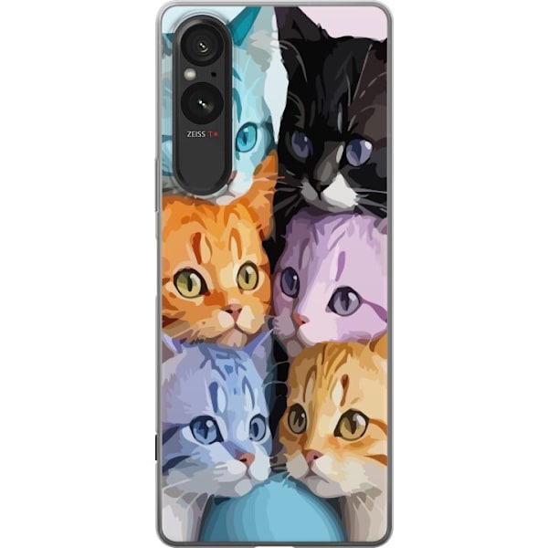 Sony Xperia 10 VI Gennemsigtig cover Farverige Katte