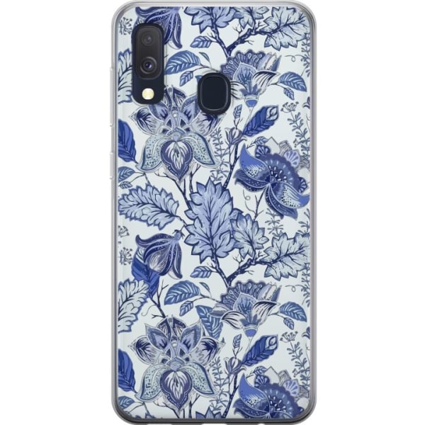 Samsung Galaxy A40 Gennemsigtig cover Blomster Blå...