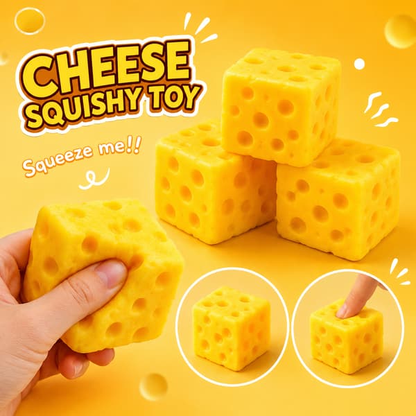 Cheese Dumpling Squishy Toy – Blød Osteterning, Stressbold, Fidget Toy & Sensorisk Legetøj