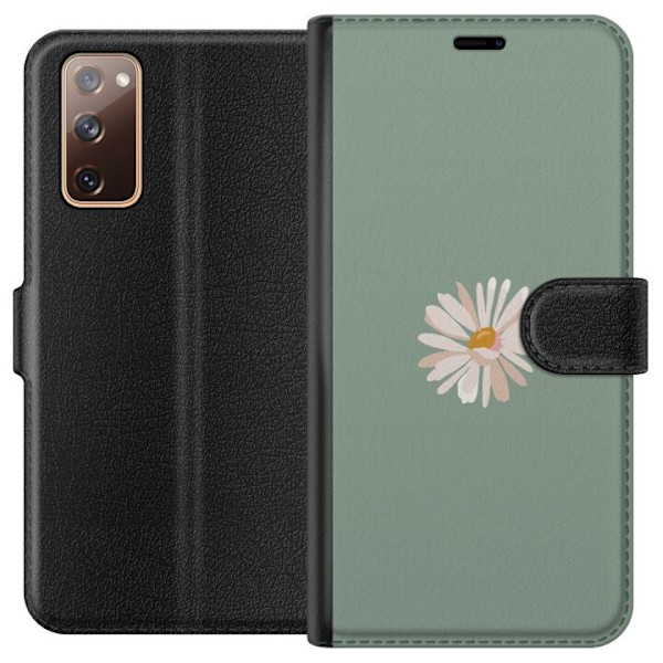 Samsung Galaxy S20 FE Plånboksfodral Grön Minimalblomma –