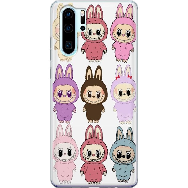 Huawei P30 Pro Genomskinligt Skal Labubu Pink Monster – Popkonst med Kawaii-touch