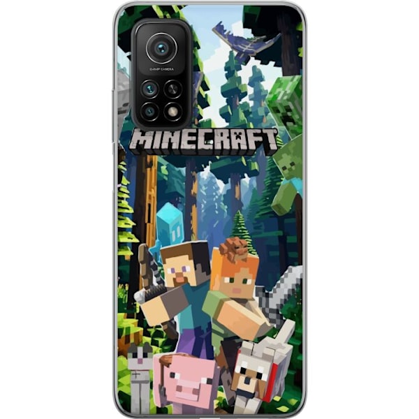 Xiaomi Mi 10T Pro 5G Läpinäkyvä kuori Minecraft-matkapuhelinkotelo metsällä ja pikselityylisillä hahmoilla