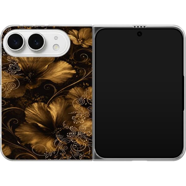 Kompatibelt Mobilskal till Apple iPhone Duo Guldfärgade blommor guld