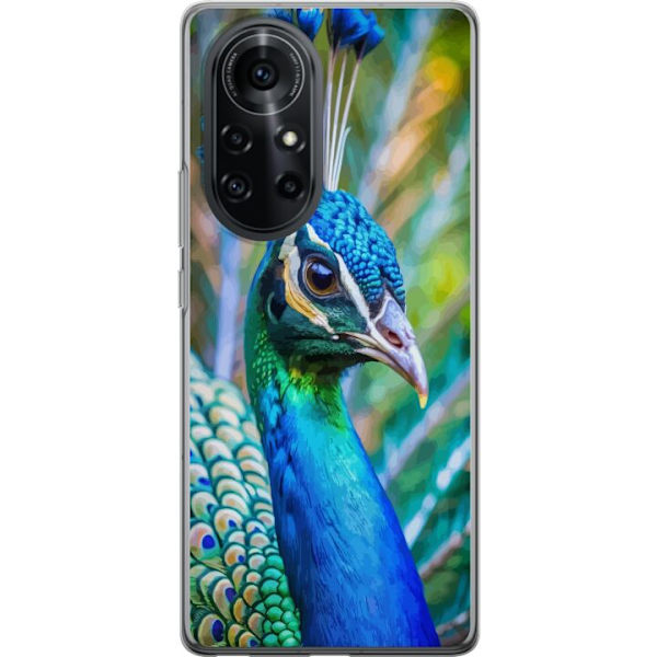 Huawei nova 8 Pro Genomskinligt Skal Påfågel Fjädrar Färgstark Design Fågelmotiv Exotiskt Grafiskt Motiv Natur Lyxig Dekoration
