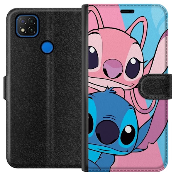 Xiaomi Redmi 9C Tegnebogsetui Stitch & Angel