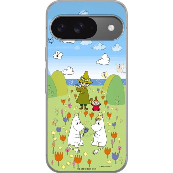 Kompatibel Mobilcover til Google Pixel 9 Mumin i blomsteräng grøn