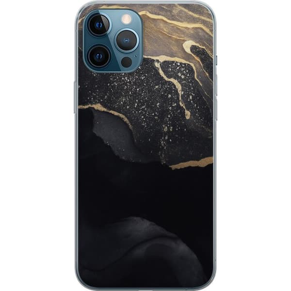 Kompatibel Mobilcover til Apple iPhone 12 Pro Max Sort guld abstrakt
