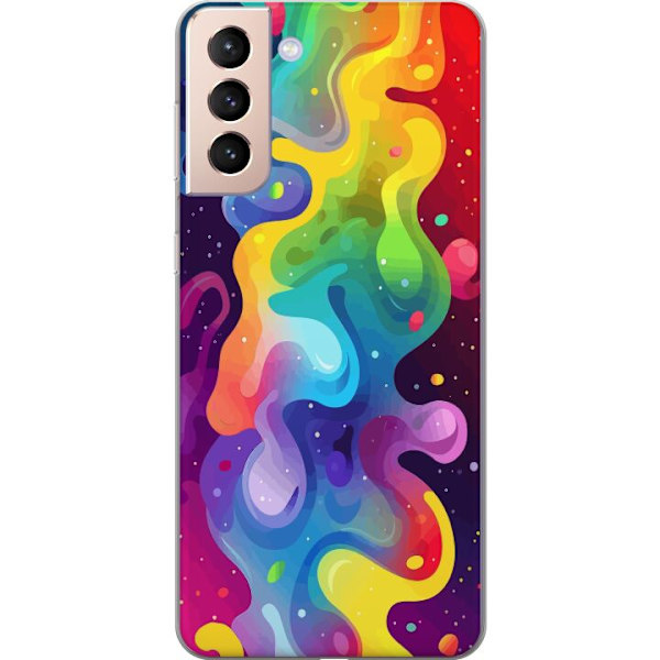 Samsung Galaxy S21 Genomskinligt Skal Color Splash Abstrakt Konst Design Färgstarkt Mönster Modern Populär Väggkonst Grafiskt Trend