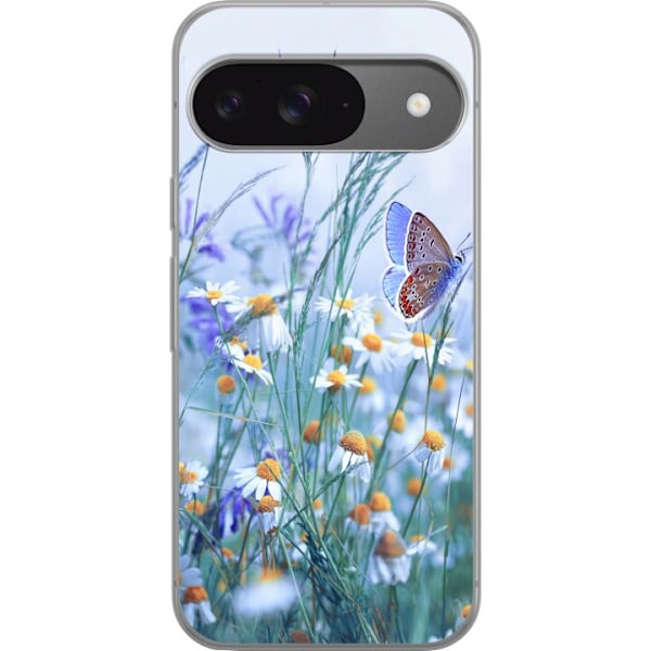 Google Pixel 9 Gennemsigtig cover Blomster