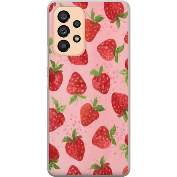 Samsung Galaxy A53 5G Genomskinligt Skal Strawberry Dreams – jordgubbsmönster i retrostil