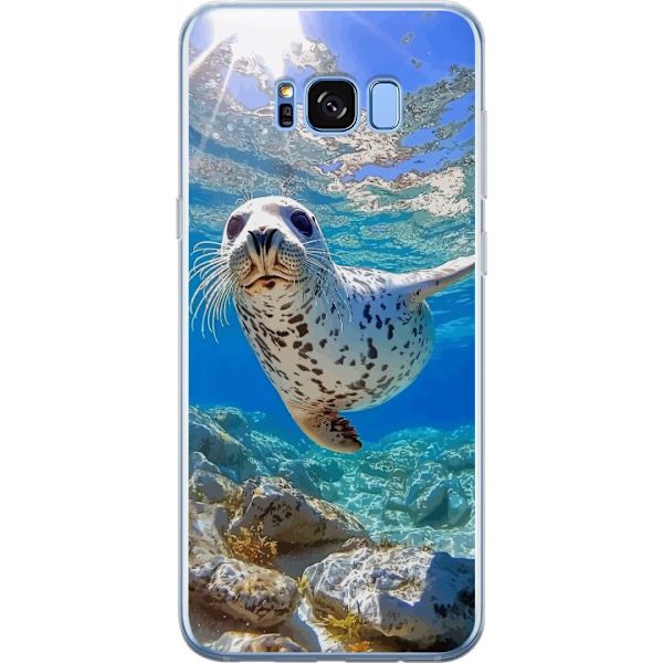 Samsung Galaxy S8+ Genomskinligt Skal Säl Hav Simmande Djurmotiv Natur Vattenmotiv Blå Design Marint Tema Populärt Motiv Djurliv