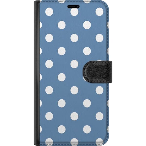 Kompatibel Tegnebogsetui til Apple iPhone 18 Pro Max Blåhvide prikker blå
