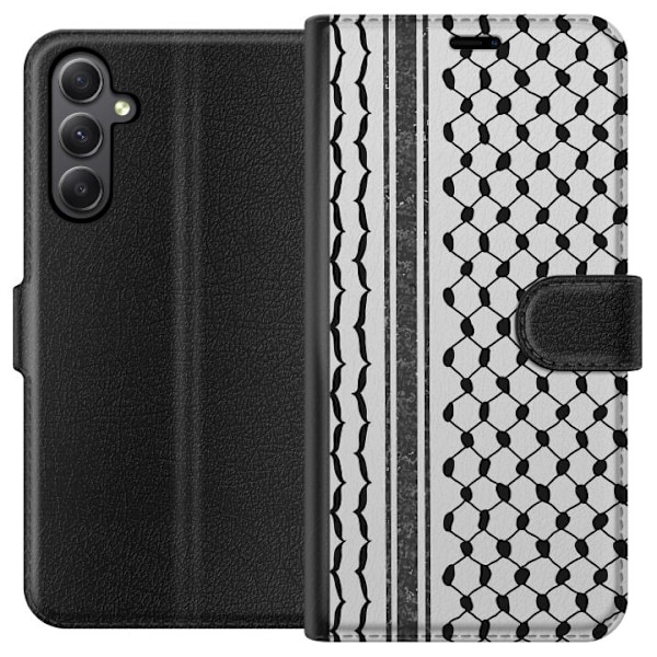 Samsung Galaxy A24 4G Lompakkokotelo Palestiinalainen kuvio - perinteiseen tyyliin inspiroima keffiyeh-kangas