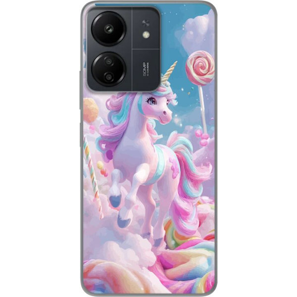 Xiaomi Redmi 13C Gennemsigtig cover Enhjørning Candy Pastel Kawaii Motiv Sød Populær Farve Grafisk Trend Børne Motiv Fantasy Art