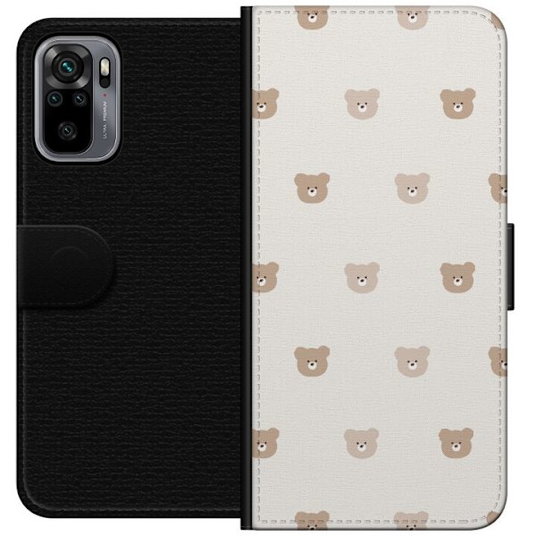 Xiaomi Redmi Note 10S Tegnebogsetui Teddybaggrund - søde teddybjørne mod en blød baggrund