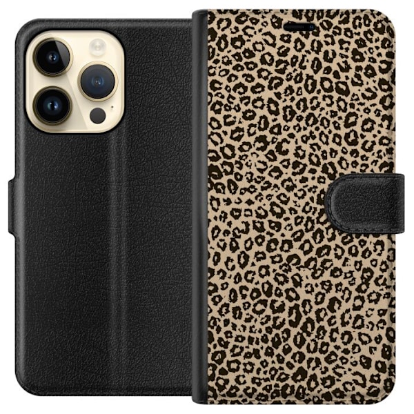 Apple iPhone 14 Pro Tegnebogsetui Leopard Mønster