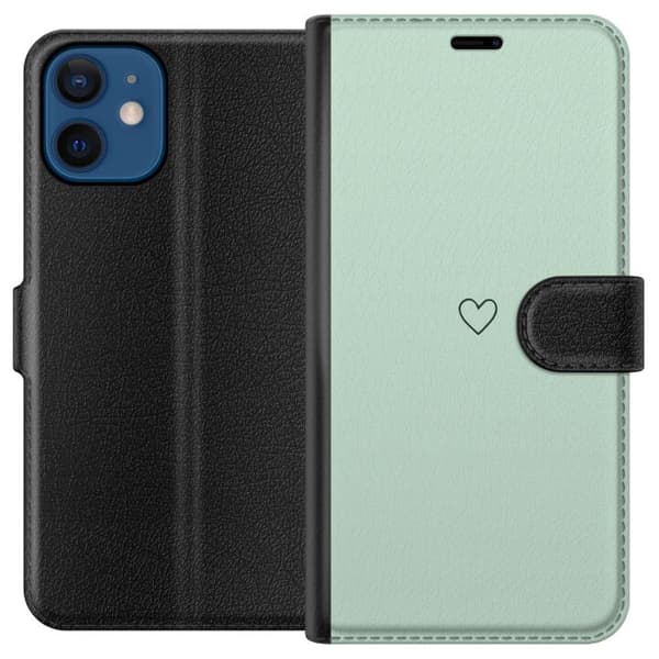 Yhteensopiva Lompakkokotelo Apple iPhone 12 Sydän Vihreä