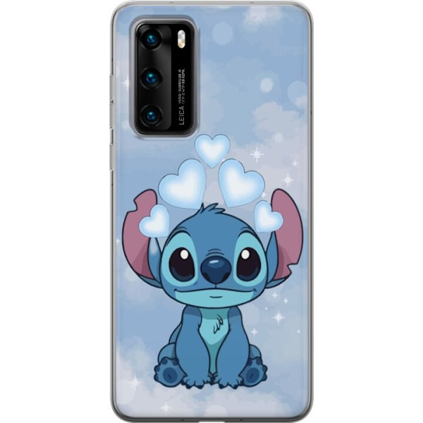 Huawei P40 Genomskinligt Skal Stitch Hoppande Glädje – Rolig Design för Present
