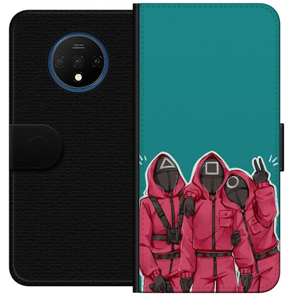 OnePlus 7T Plånboksfodral Squid Game Karaktärer Grafisk Design Seriefigurer Populär TV Motiv Asiatisk Stil Spännande Trend