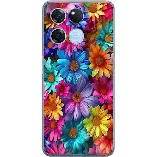 OnePlus Ace Racing Genomskinligt Skal Gerbera Blommor Färgglad Dekor Blommotiv Populärt Heminredning Färg Rik Väggkonst Design