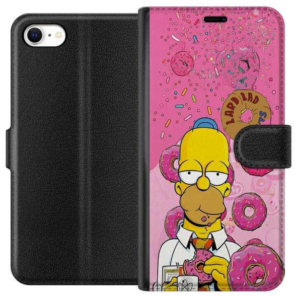 Kompatibel Tegnebogsetui til Apple iPhone 6s Homer Simpson spiser lyserøde donuts mod en farverig baggrund pink