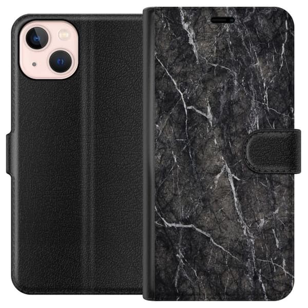 Kompatibelt Plånboksfodral till Apple iPhone 13 mini Marmor Svart