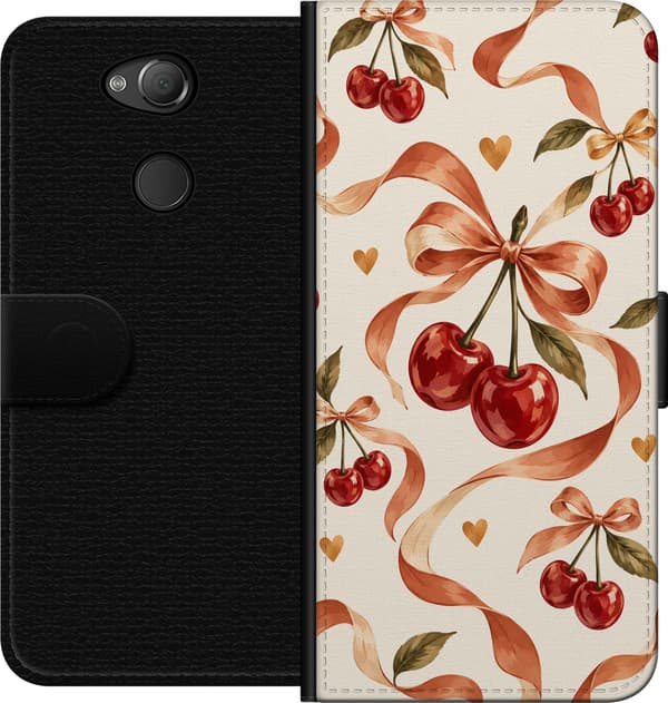 Kompatibel Tegnebogsetui til Sony Xperia XA2 Efterårskirsebær beige