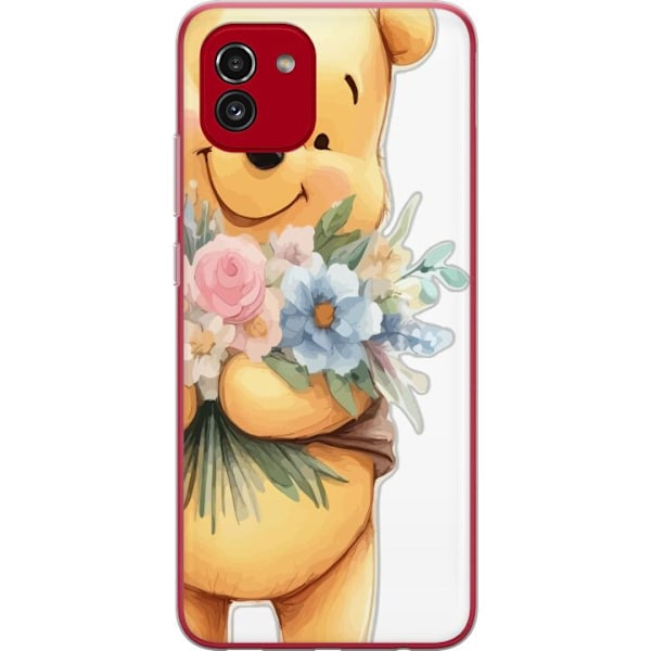 Samsung Galaxy A03 Läpinäkyvä kuori Nalle Puh kukkien kanss