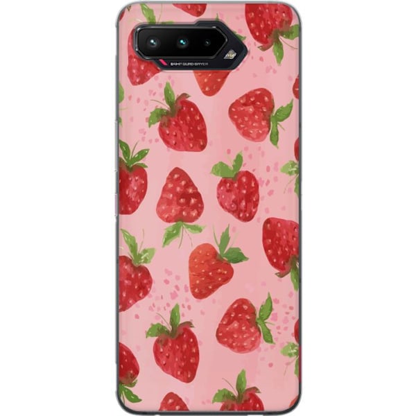 Asus ROG Phone 5 Genomskinligt Skal Strawberry Dreams – jordgubbsmönster i retrostil
