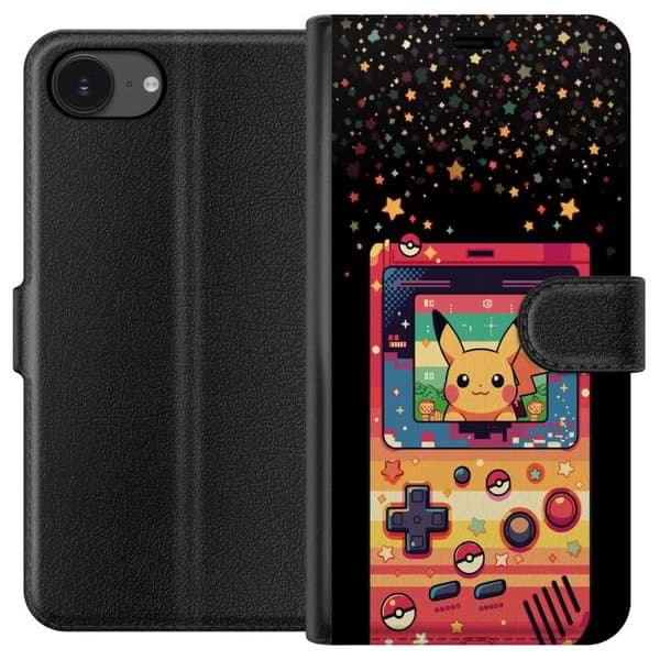 Kompatibel Tegnebogsetui til Apple iPhone 17e på retro spilkonsol i farverig pixelstil gul