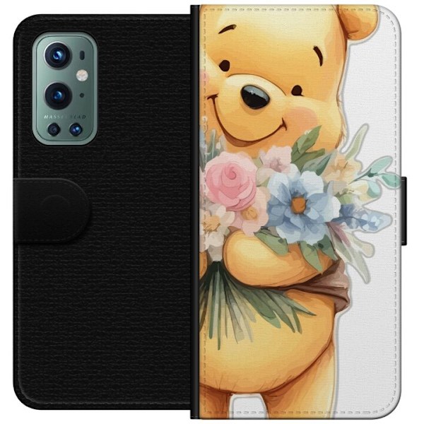 OnePlus 9 Pro Lompakkokotelo Nalle Puh kukkien kanssa - klassi