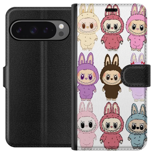 Google Pixel 9 Pro XL Plånboksfodral Labubu Pink Monster – Popkonst med Kawaii-touch