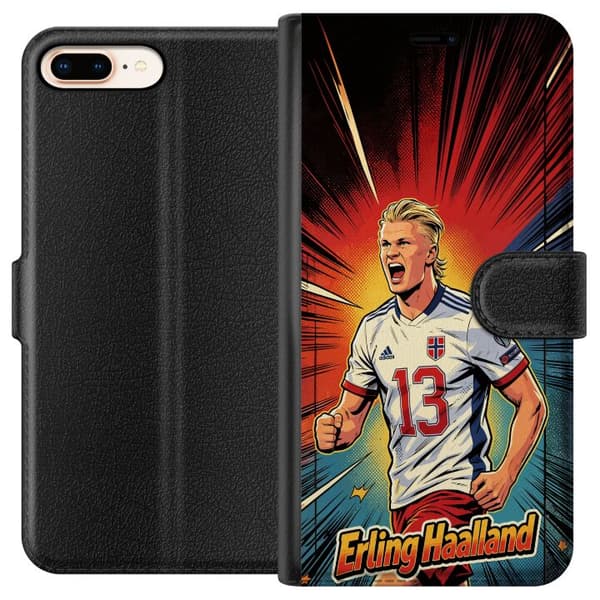 Kompatibel Tegnebogsetui til Apple iPhone 7 Plus Erling Haaland seriestil rød