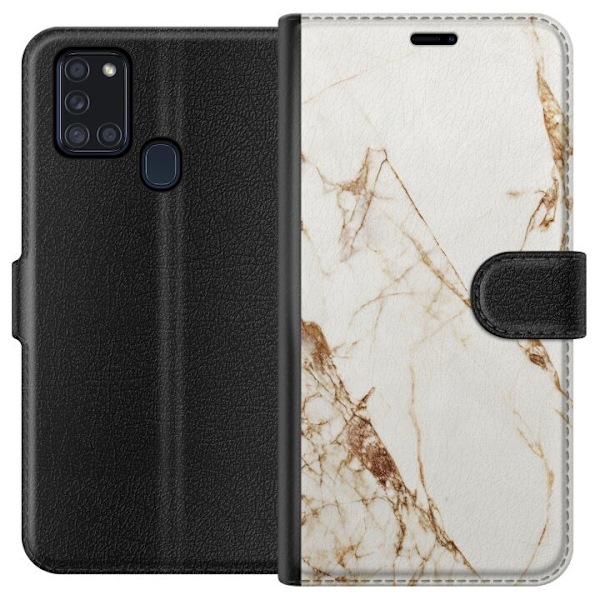 Samsung Galaxy A21s Plånboksfodral Vit marmor