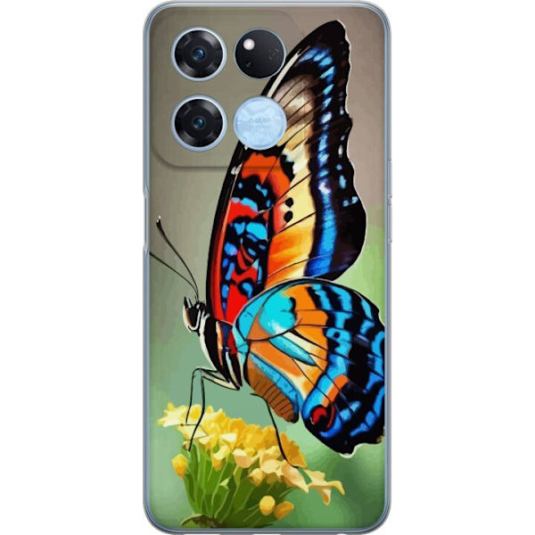 OnePlus Ace Racing Gennemsigtig cover Sommerfugl Natur Sommer Motiv Vinger Farverig Design Populær Dekoration Grafisk Eksotisk Tema
