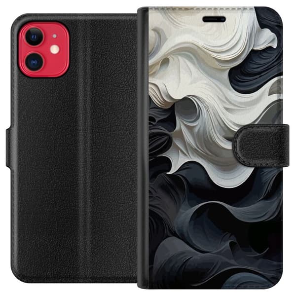 Kompatibel Tegnebogsetui til Apple iPhone 11 Silke Sort/Hvid