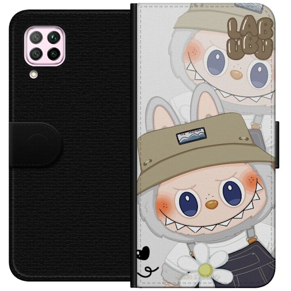 Huawei P40 lite Lompakkokotelo Labubu Minimal Mood - Yksinkertainen ja tyylikäs hirviösuunnittelu