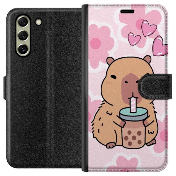 Samsung Galaxy S21 FE 5G Lompakkokotelo Kawaii Capybara Sydän