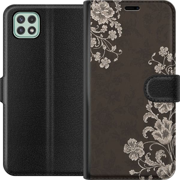 Kompatibel Tegnebogsetui til Samsung Galaxy A22 5G Brune blondeblomster brun