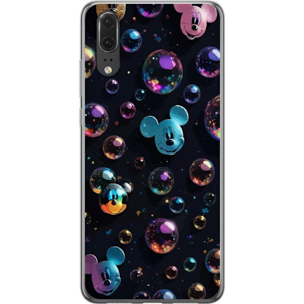 Huawei P20 Genomskinligt Skal Musse Pigg Disney Bubblor Design Roligt Motiv Populär Disneyfigur Tecknad Serie Barnklassiker