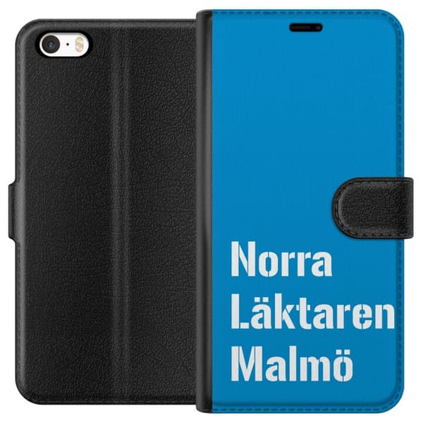 Kompatibel Tegnebogsetui til Apple iPhone 5 Minimalistisk blå tekstdesign med Malmö-tema og moderne typografisk stil blå