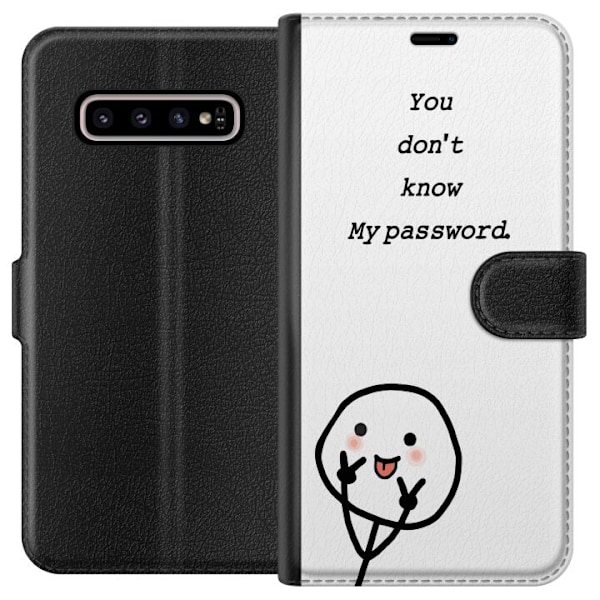 Samsung Galaxy S10+ Plånboksfodral You Don’t Know My Password – edgy textmotiv med attityd