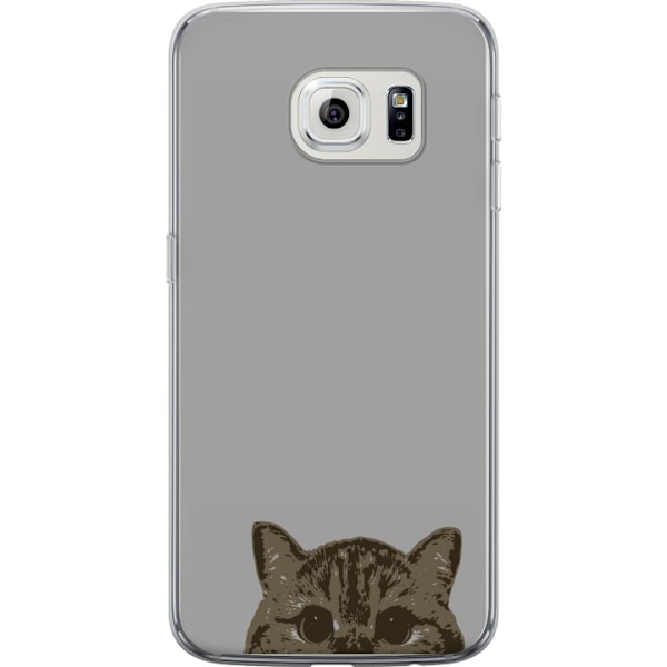 Samsung Galaxy S6 edge Genomskinligt Skal Grå Kattblick – stilren kattdesign med grå bakgrund