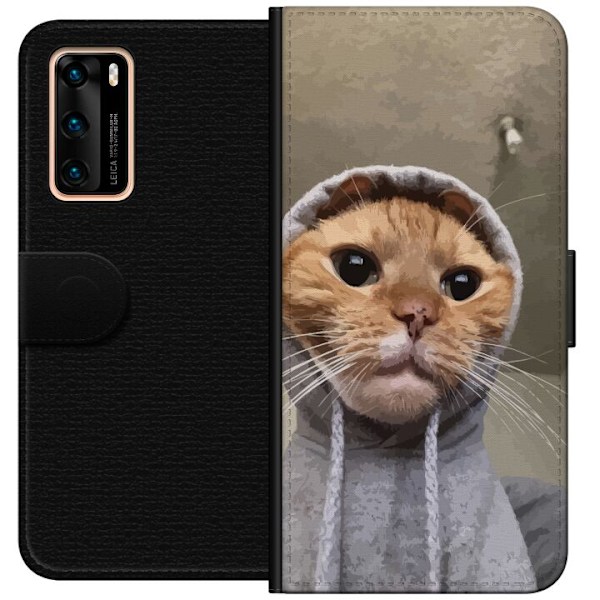 Huawei P40 Plånboksfodral Katt Tröja