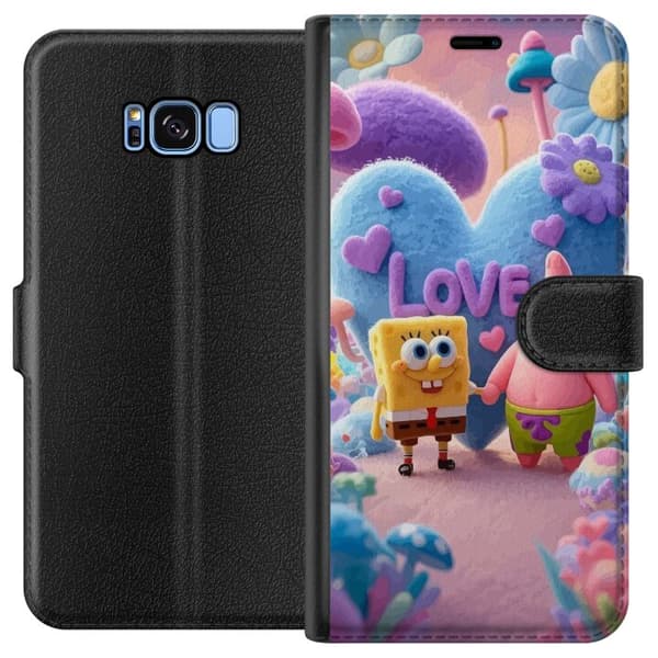 Kompatibel Tegnebogsetui til Samsung Galaxy S8 SvampeBob og Patrick-kærlighed, pasteldesign med farverige hjerter, blomster og positiv energi