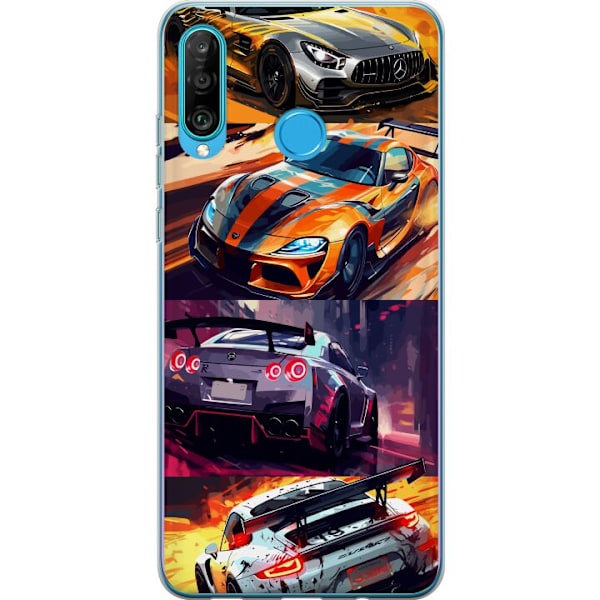 Huawei P30 lite Läpinäkyvä kuori Ralli kuume - vauhdikas teema ralliautoilla
