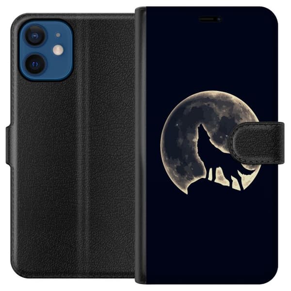 Kompatibel Tegnebogsetui til Apple iPhone 12 Ulve Måne