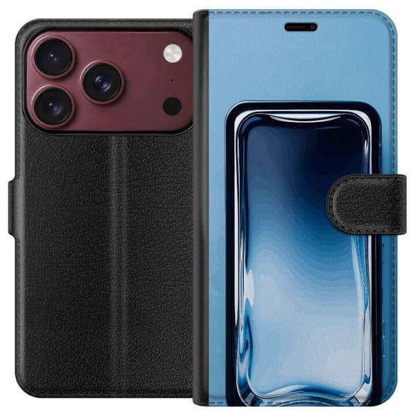 Kompatibel Tegnebogsetui til Apple iPhone 18 Pro Max Abstrakt blå glaseffekt med bløde overgange og blanke reflektioner blå