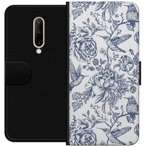 OnePlus 7 Pro Tegnebogsetui Blomster & Fugle - Romantisk Vinta